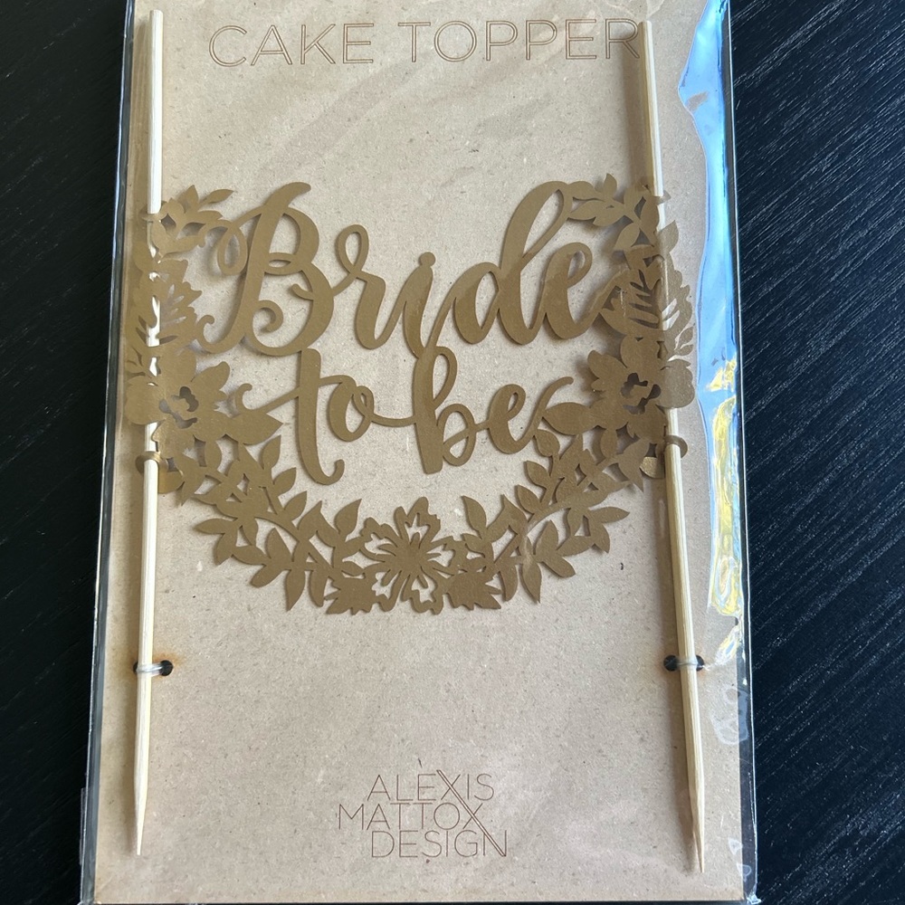 Bride to be Cake topper- gold glitter - NWT